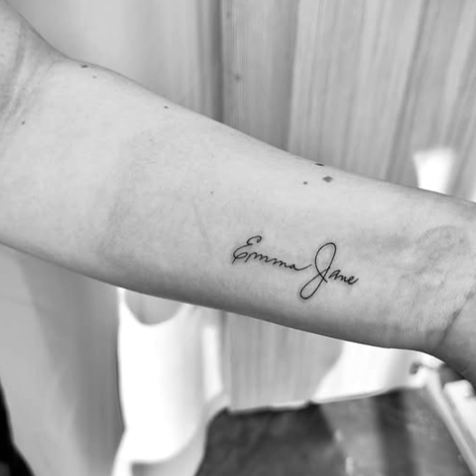 Fine Line Tattoo - text tattoo
