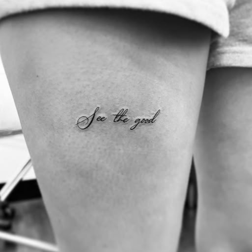 Fine Line Tattoo - script see the good tattoo