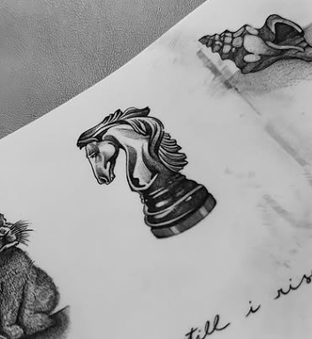 Fine Line Tattoo - chess piece tattoo practice