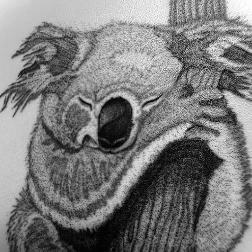 Fine Line Tattoo - koala bear tattoo