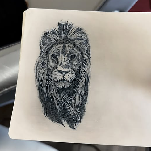 Fine Line Tattoo - lion tattoo