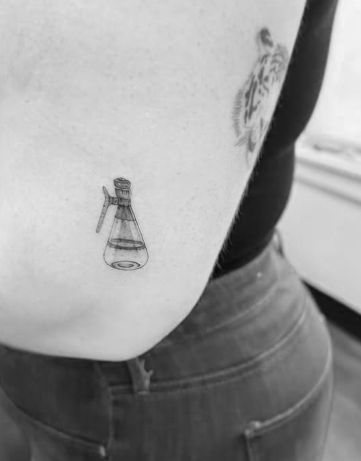Fine Line Tattoo - beaker elbow tattoo