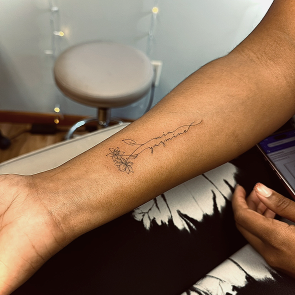 Fine Line Tattoo - birth flowers forearm tattoo