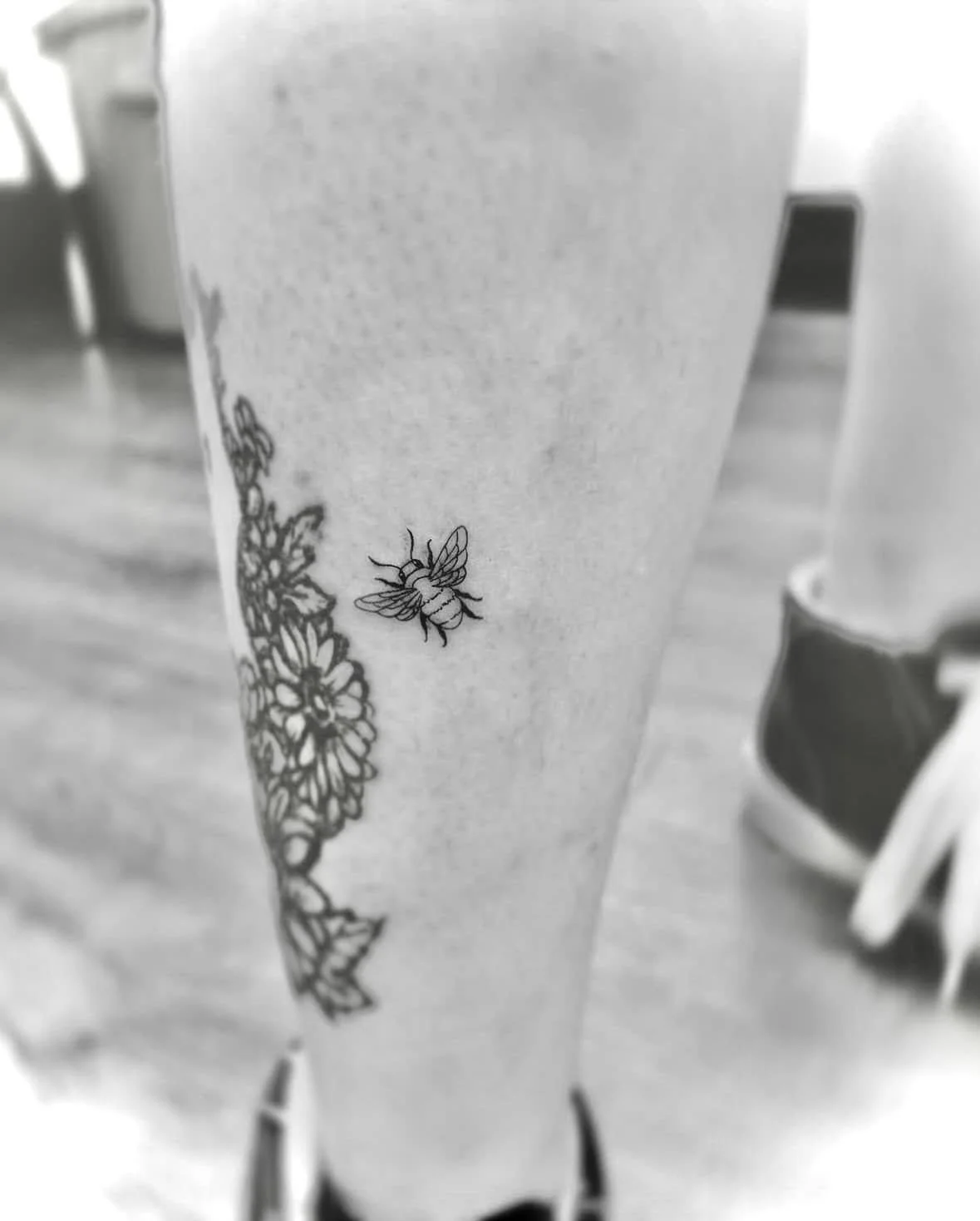 Fine Line Tattoo - tiny bee tattoo