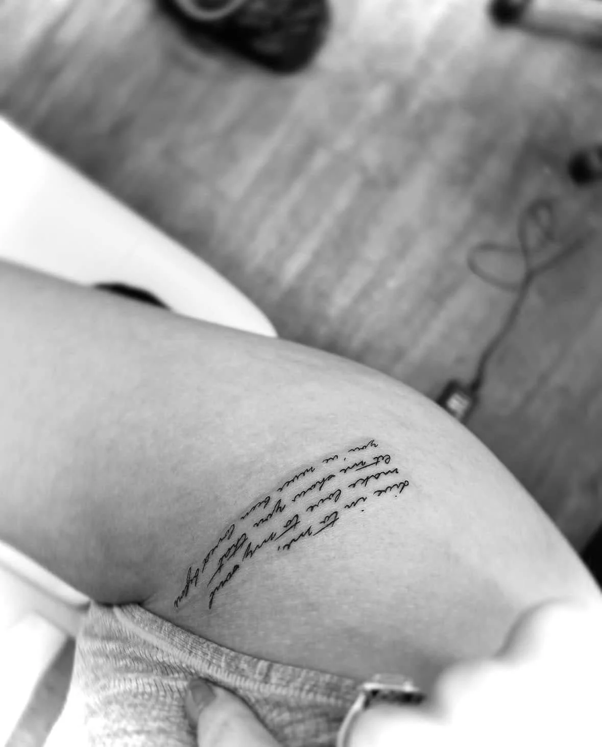 Fine Line Tattoo - romantic poem hip tattoo