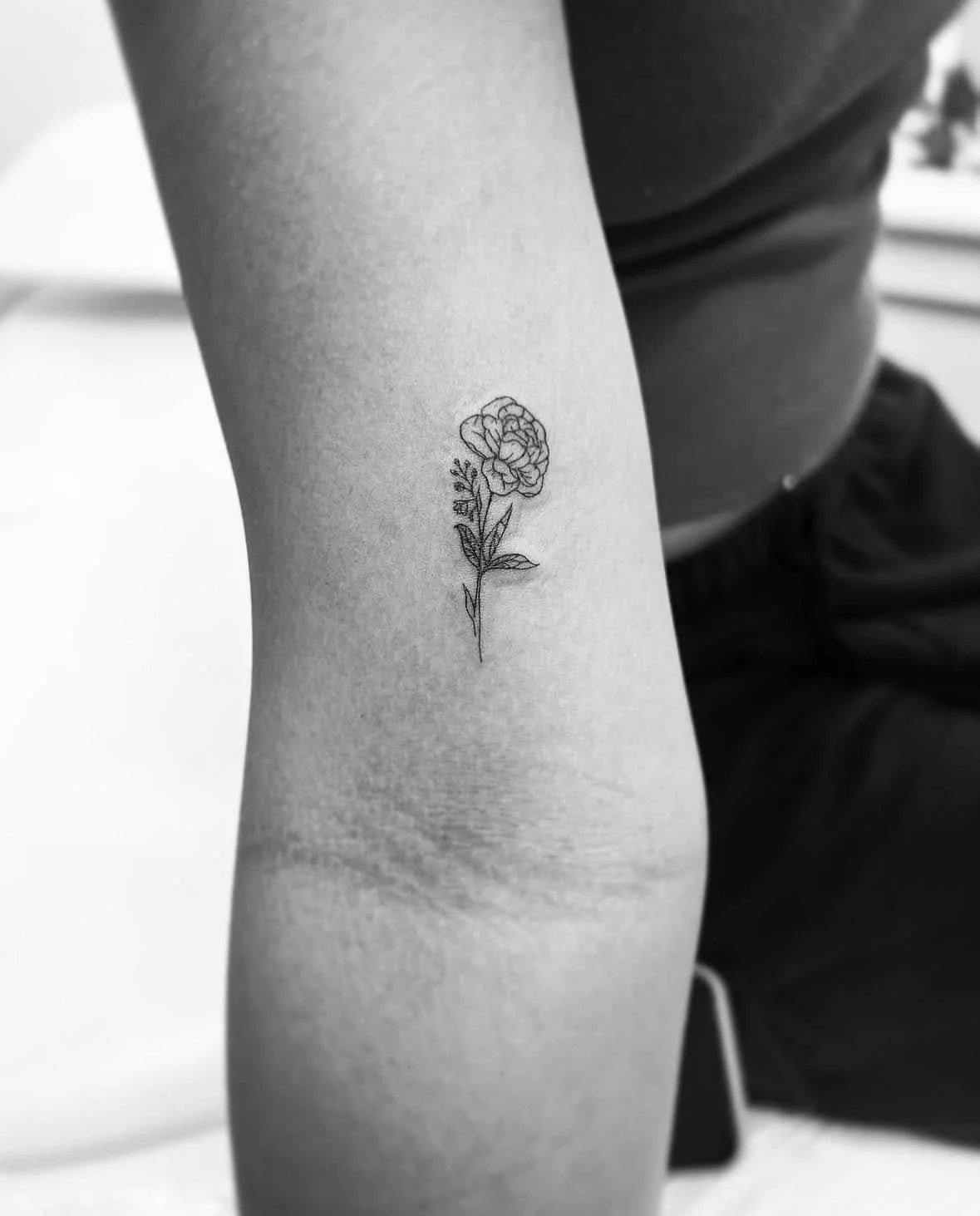 Fine Line Tattoo - tiny flower tattoo
