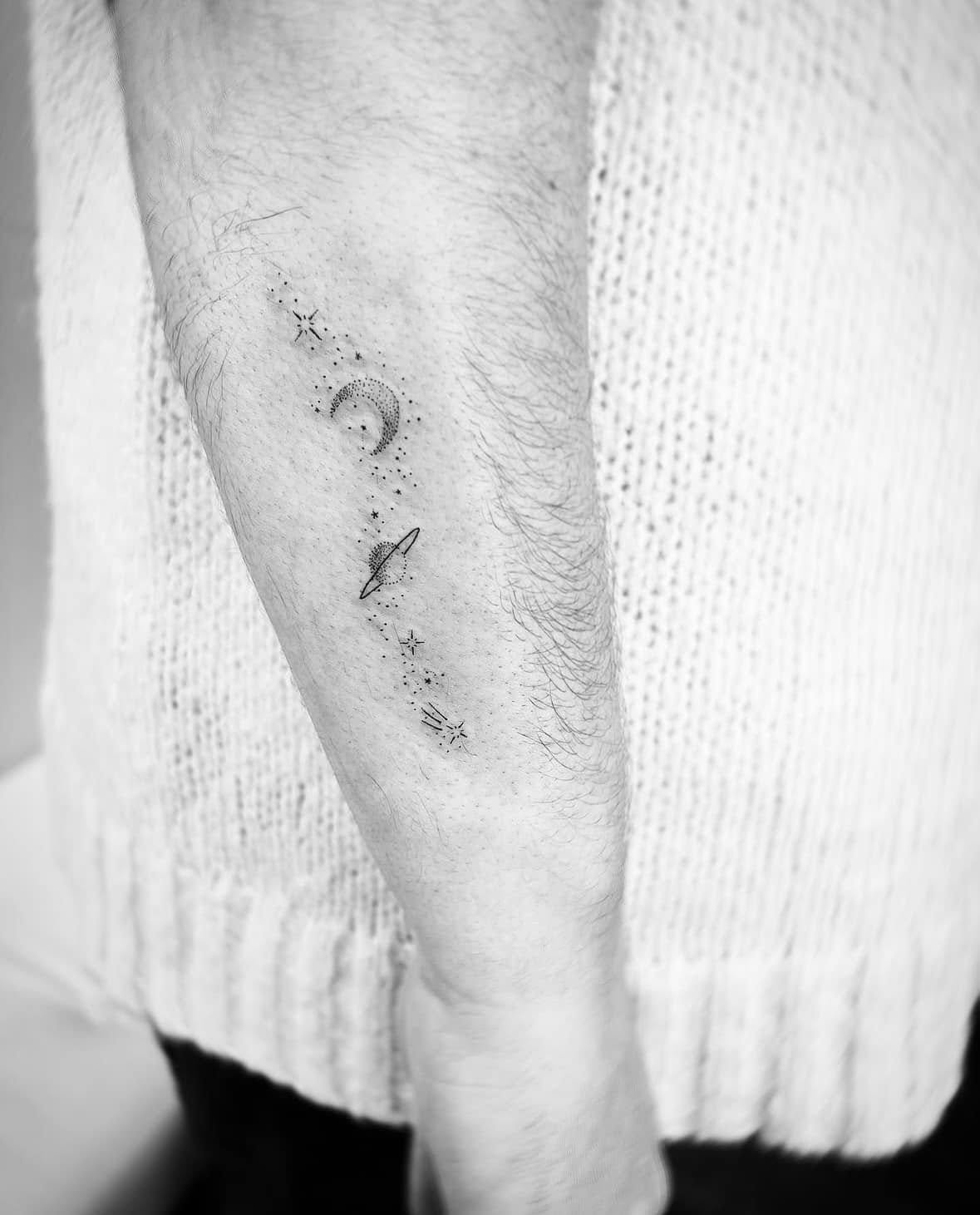 Fine Line Tattoo - stars tattoo