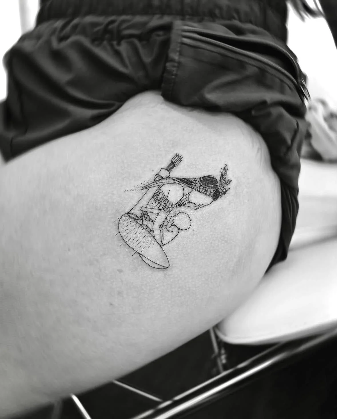 Fine Line Tattoo - Native American mother and baby tattoo