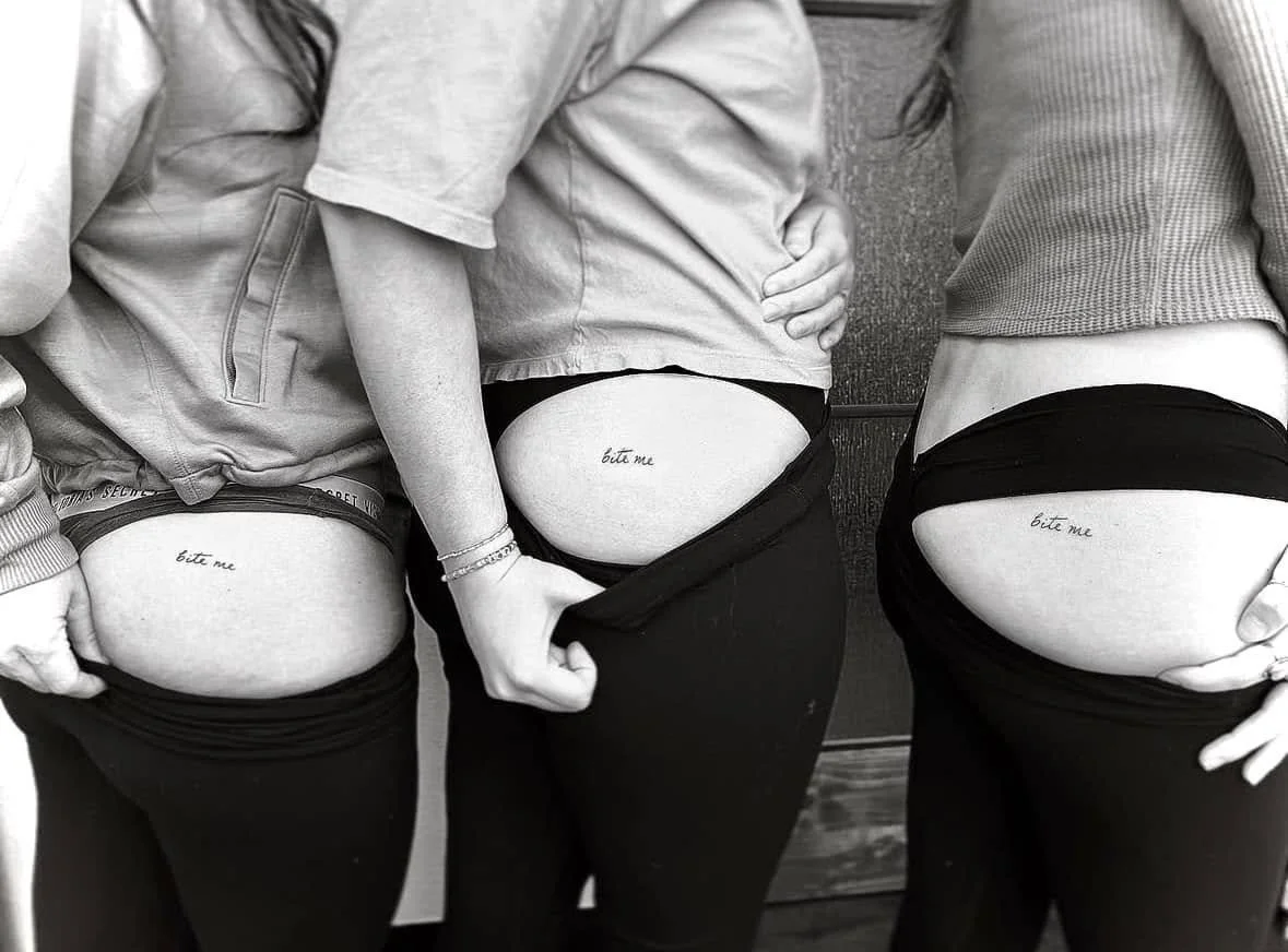 Fine Line Tattoo - bite me group tattoo