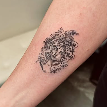 Medusa fine line tattoos in Ohio