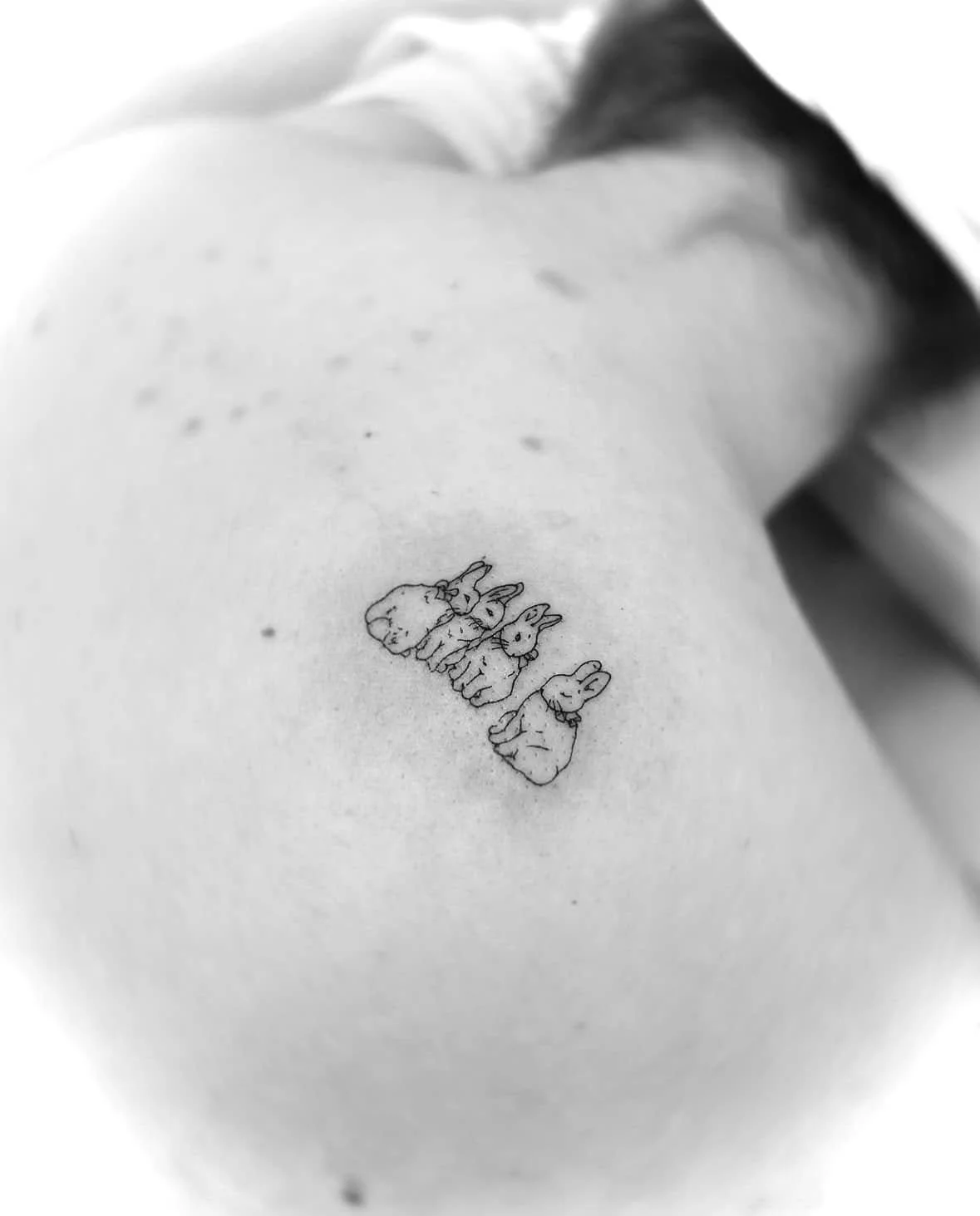 Fine Line Tattoo - rabbits bunnies tattoo