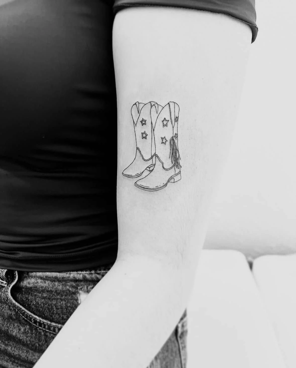 Fine Line Tattoo - boots tattoo