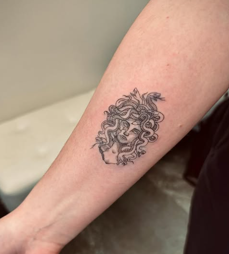 Fine Line Tattoo - medusa tattoo