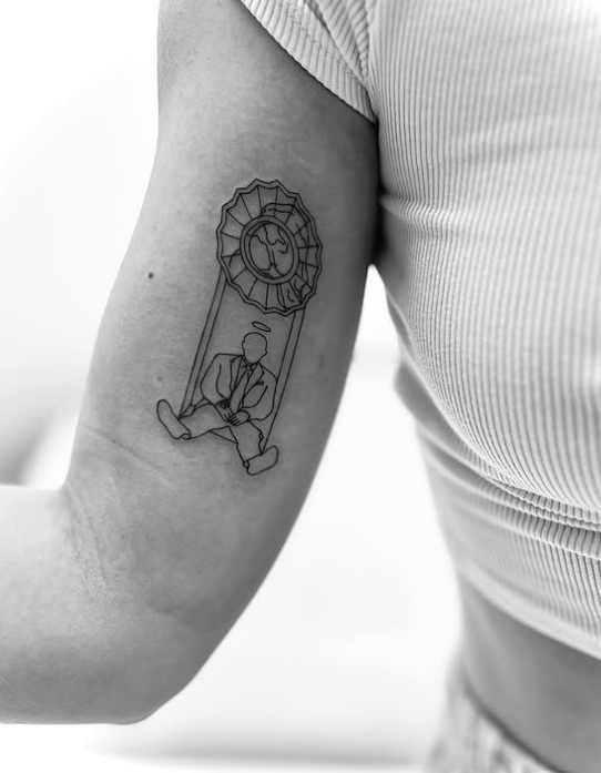 Fine Line Tattoo - MGK album arm tattoo