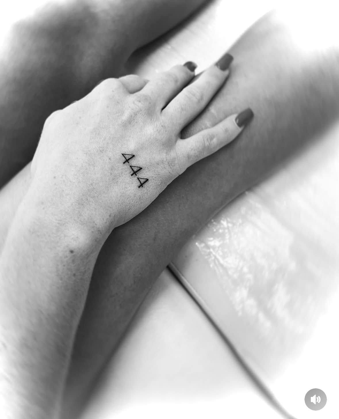 Fine Line Tattoo - 444 hand tattoo