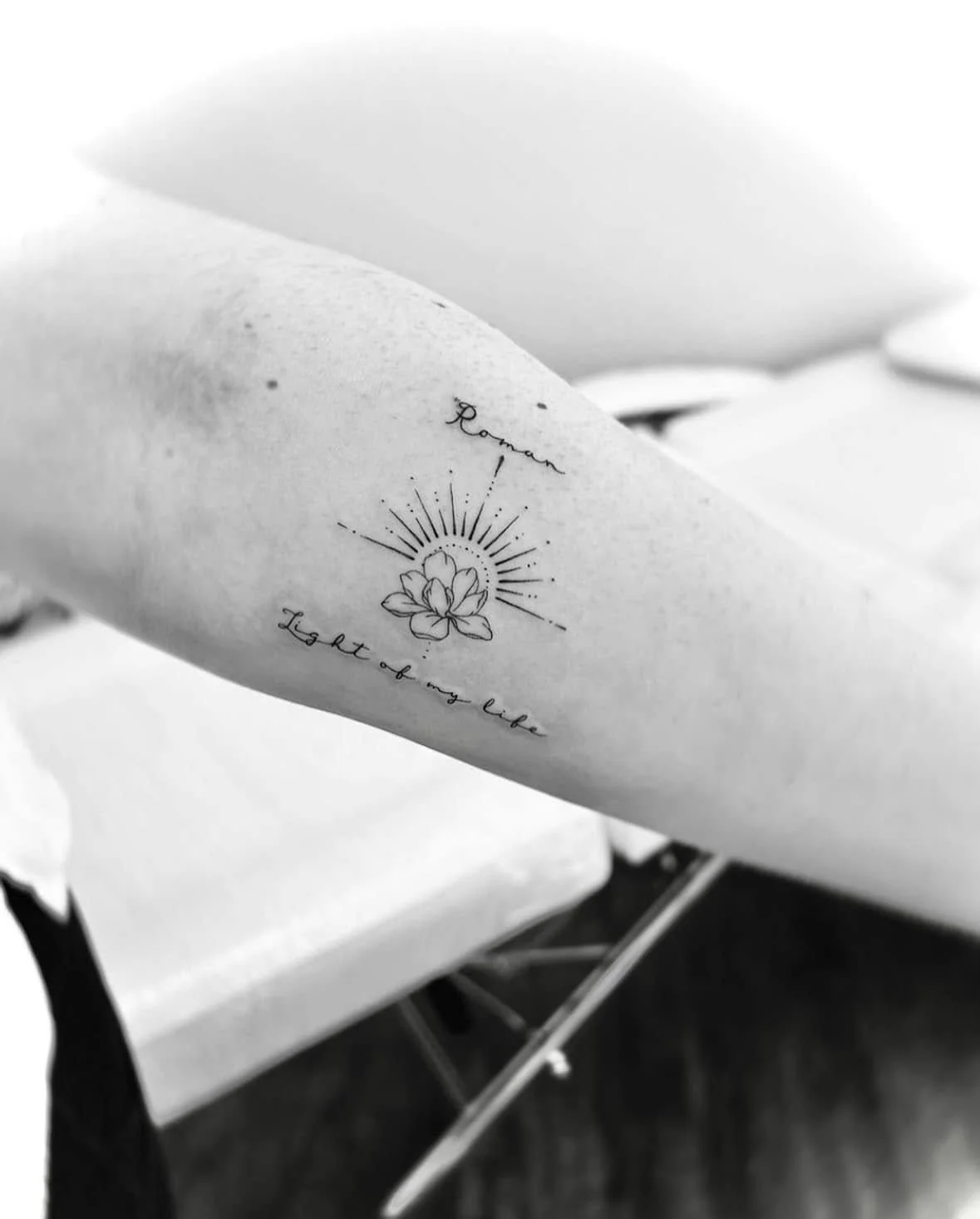 Fine Line Tattoo - floral tattoo