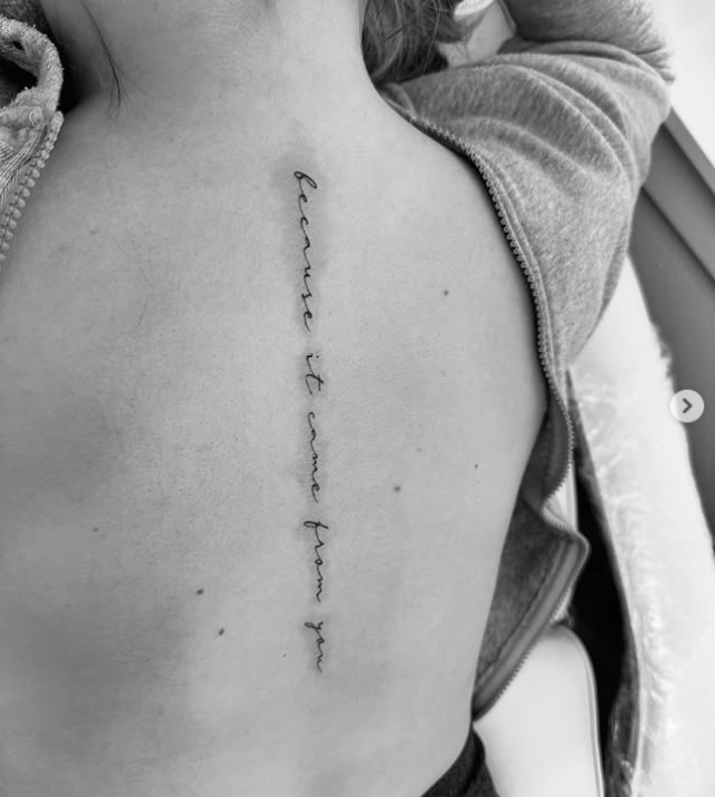 Fine Line Tattoo - spine tattoo