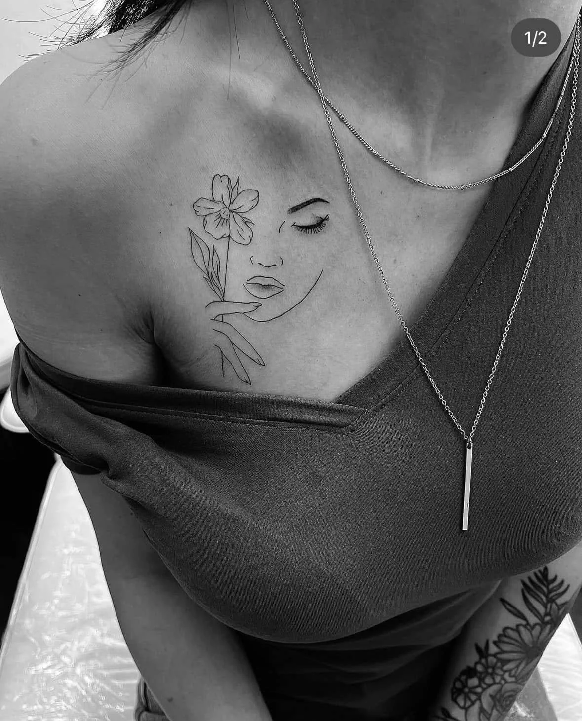 Fine Line Tattoo - elegant woman tattoo