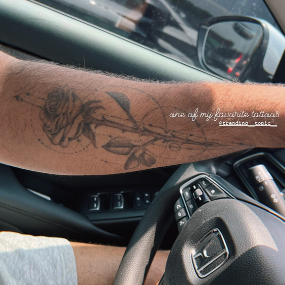Healed fine line rose tattoo