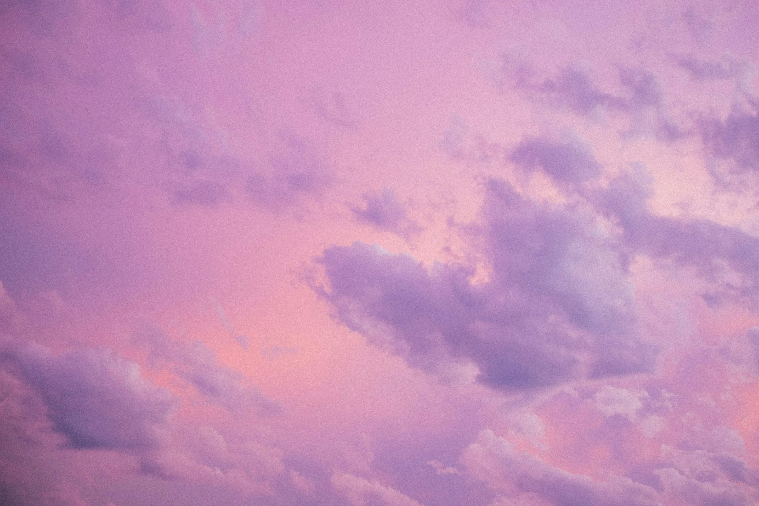 A sky painted with soft pink and purple clouds during sunset or sunrise.