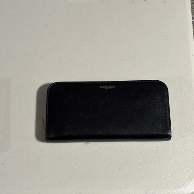 YSL Black Zippy Wallet