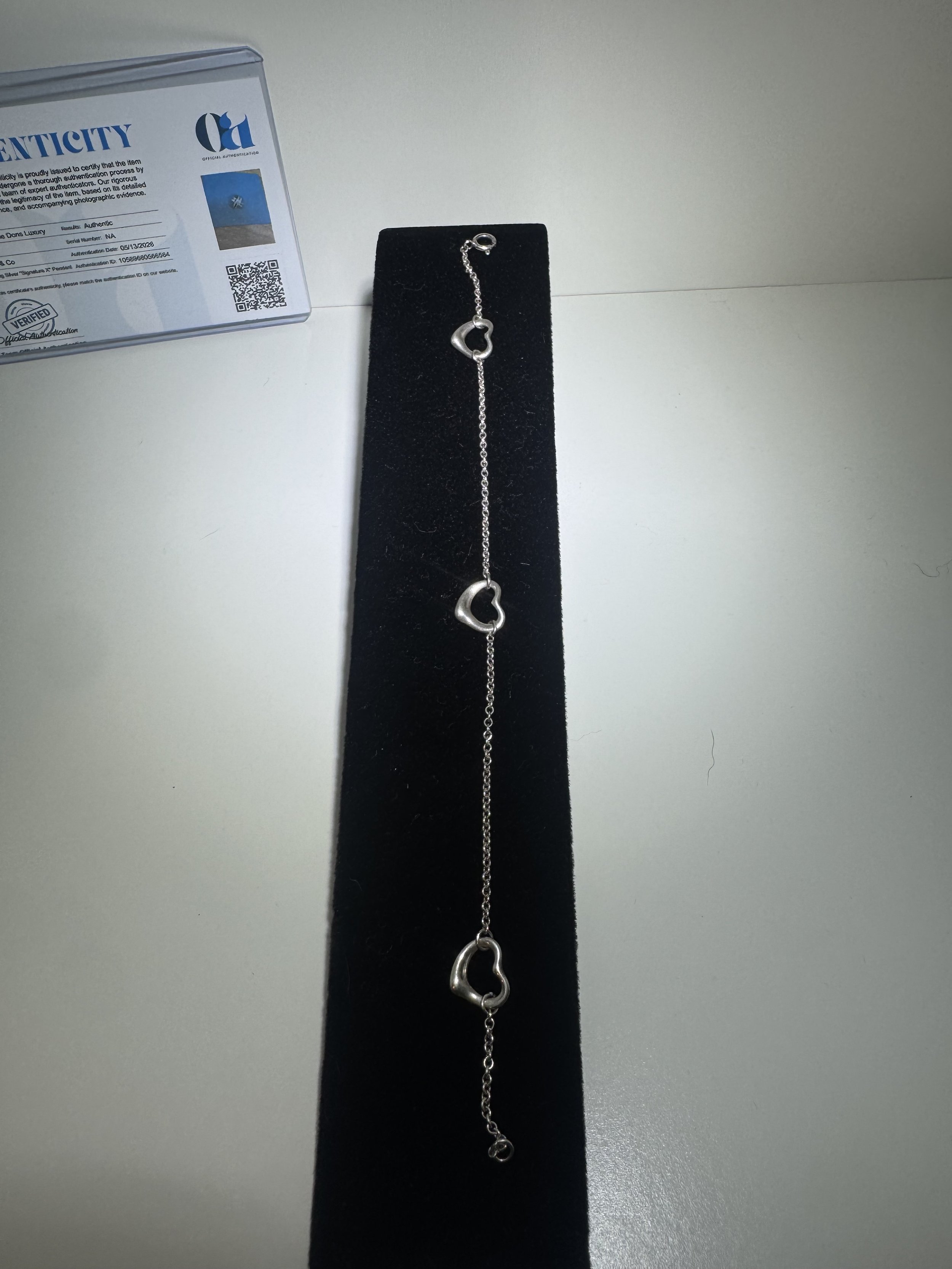 Tiffany and Co 3 open heart bracelet with COA