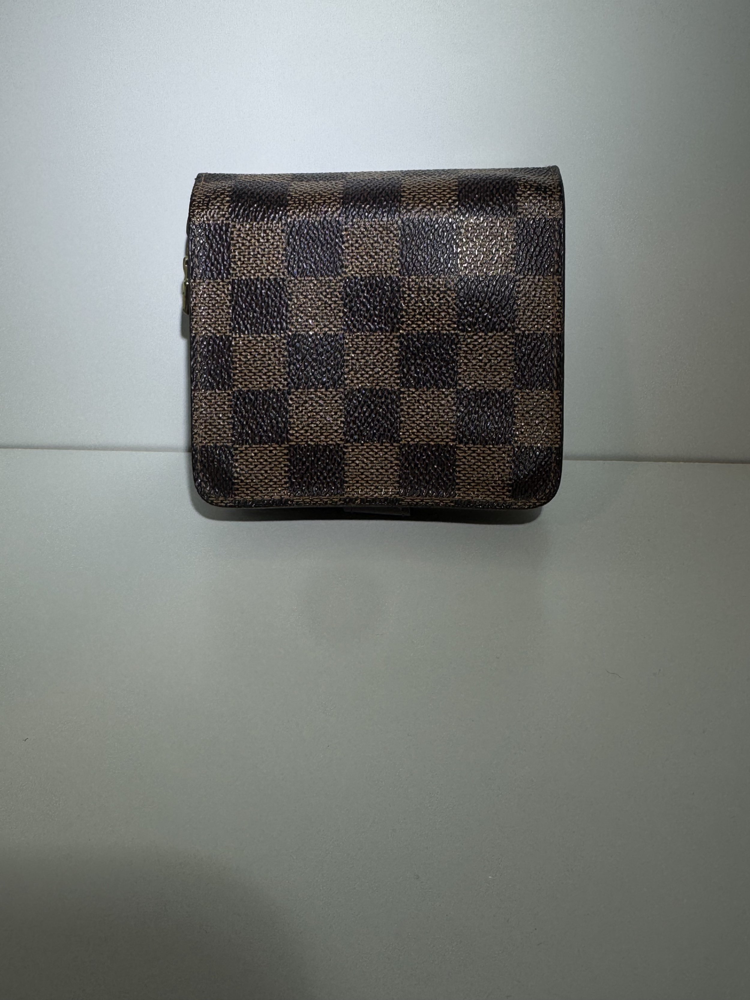 LV Damier Ebene with Leather 1/2 wallet zippy