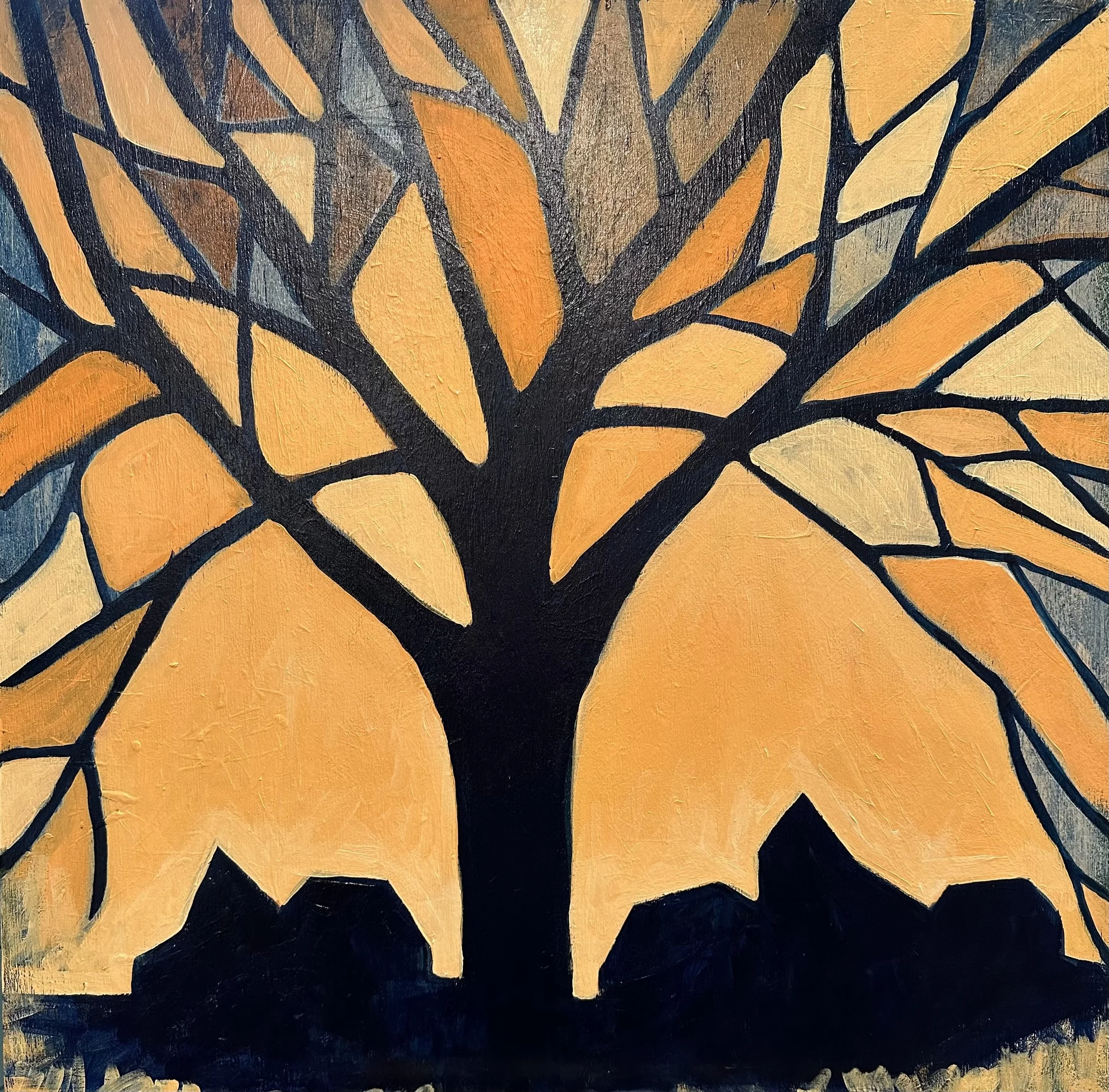 Blue Orange Tree 24 x 24 