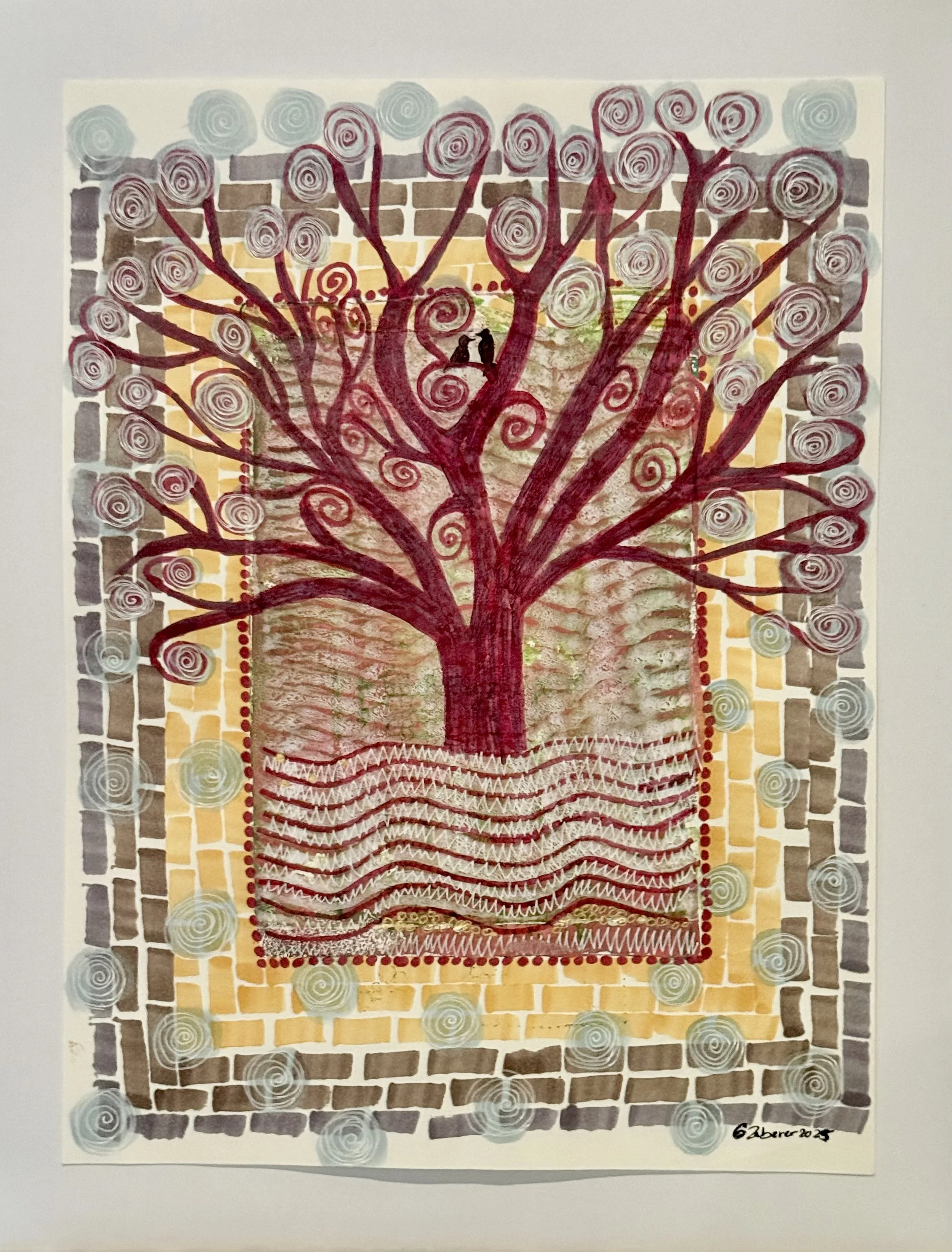 Tree of Life (red) #2 11 x 14 framed 
