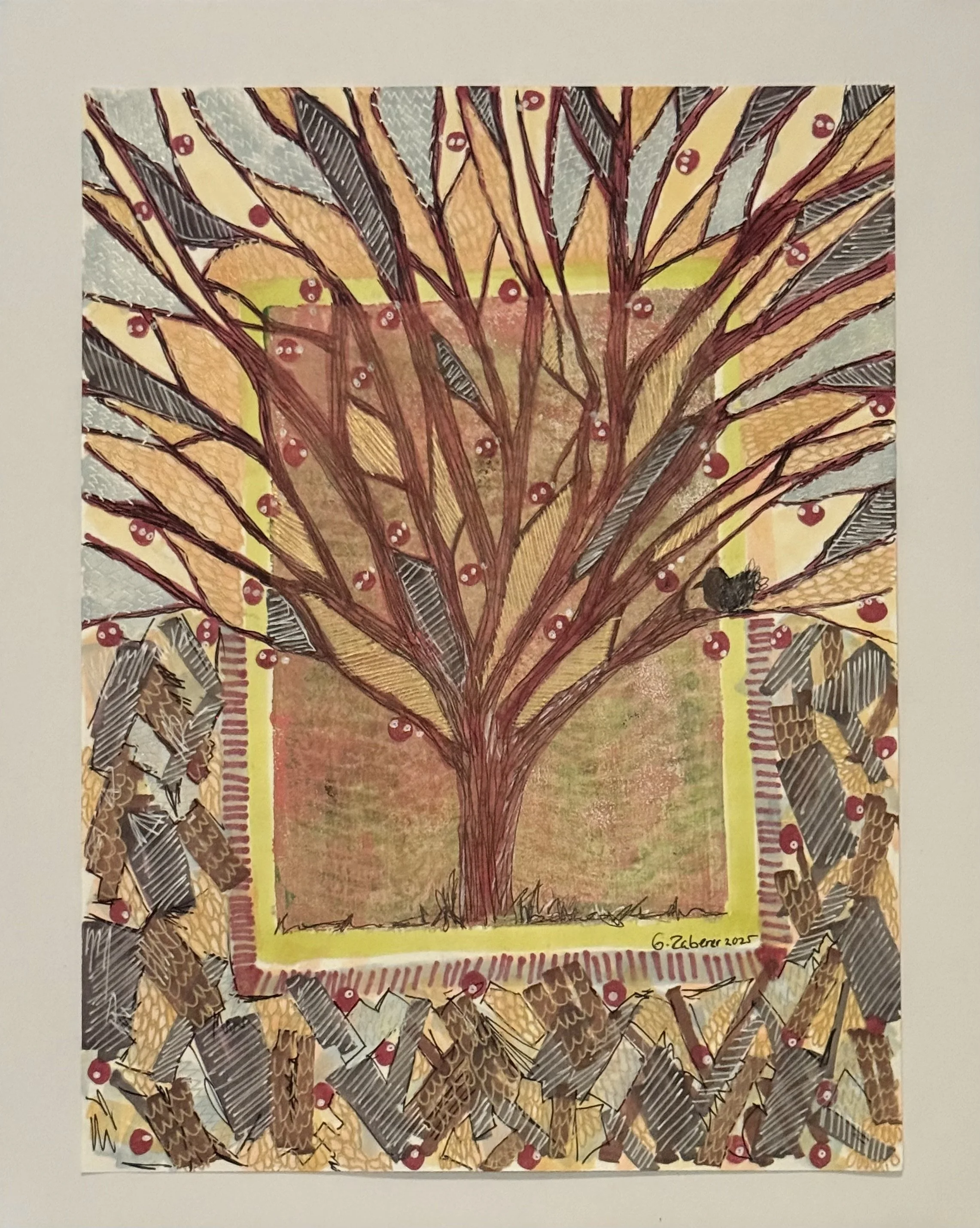 Tree of Life (red)  #1  11 x 14 framed 