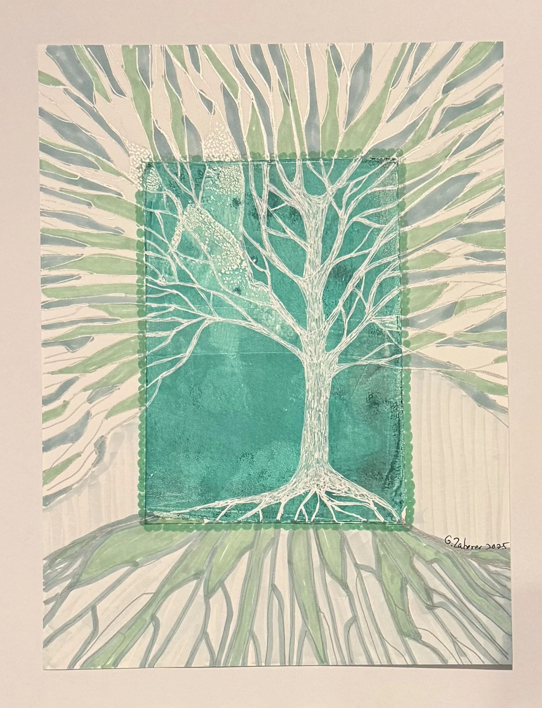 Tree of Life Teal #1 11x14 Framed 