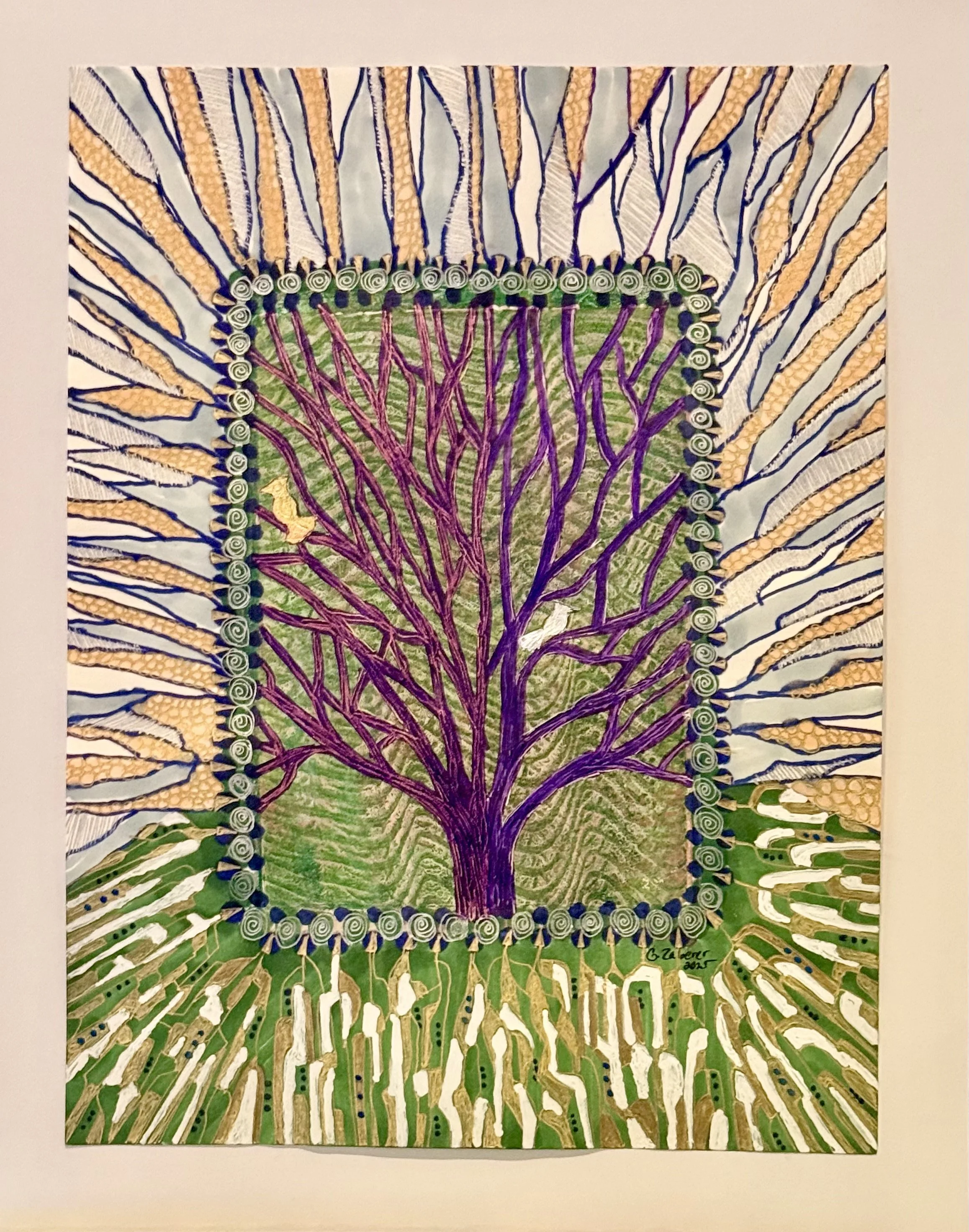 Purple Tree of Life  11 x 14 framed 
