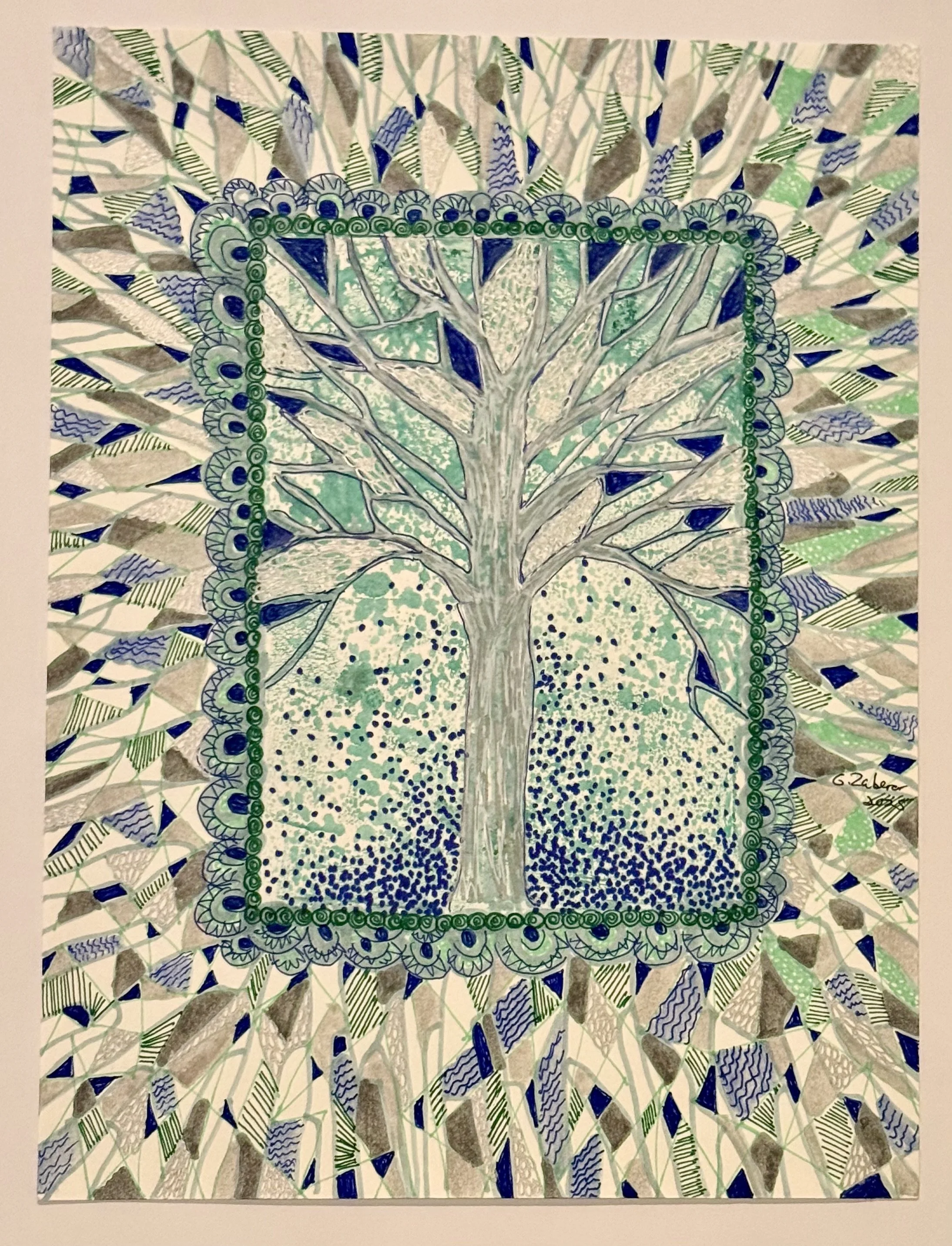 Tree of Life Teal #2 11X14 framed 