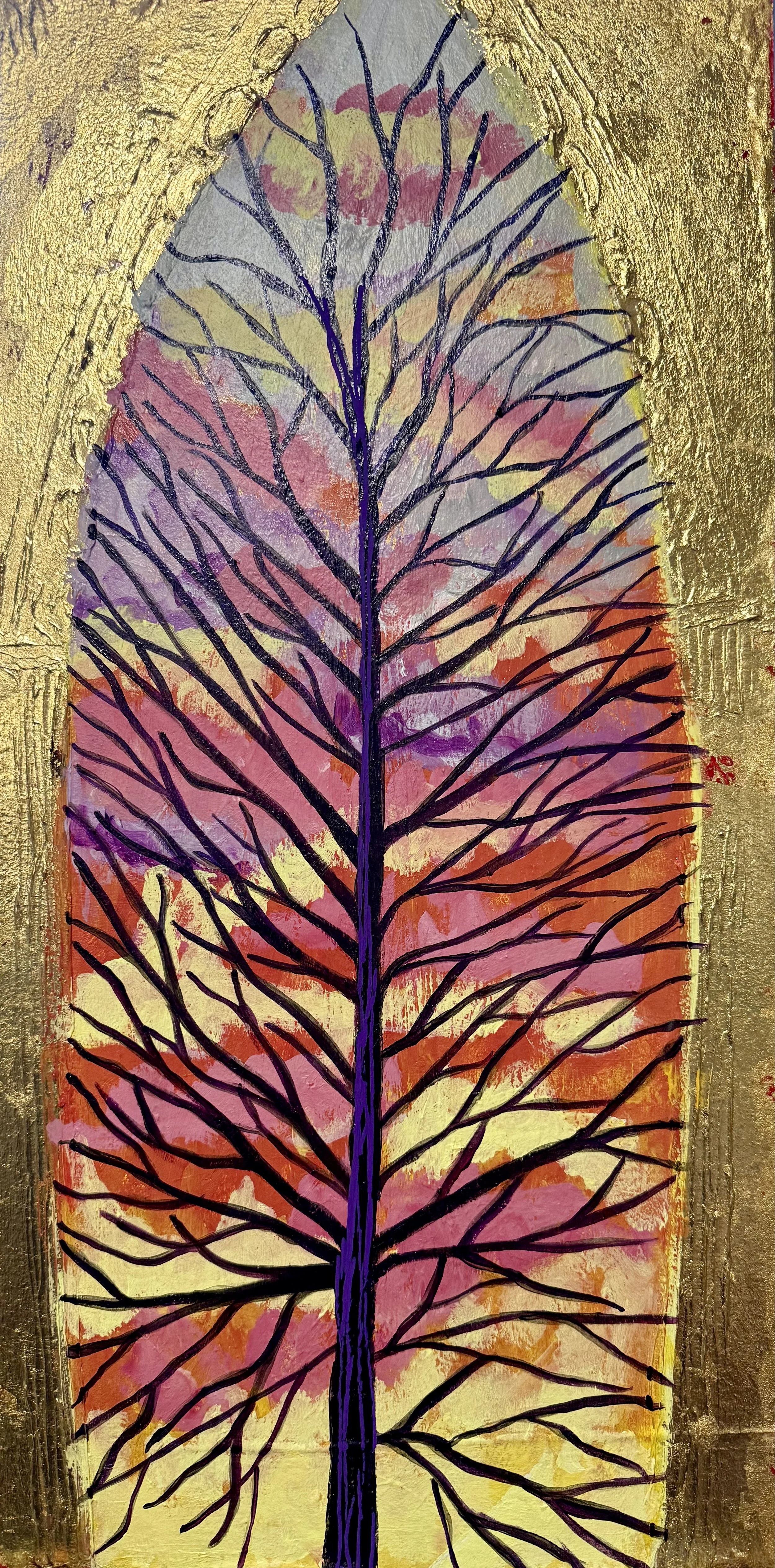Sunset Tree Altarpiece 12 x 24 