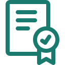 Icon of a document with a checkmark badge