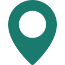 A teal map location pin icon on a white background.