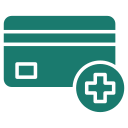 Credit card with medical cross icon indicating healthcare payment