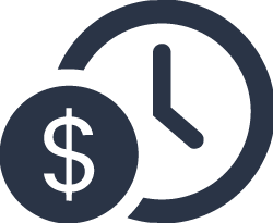 A clock with a dollar sign overlay