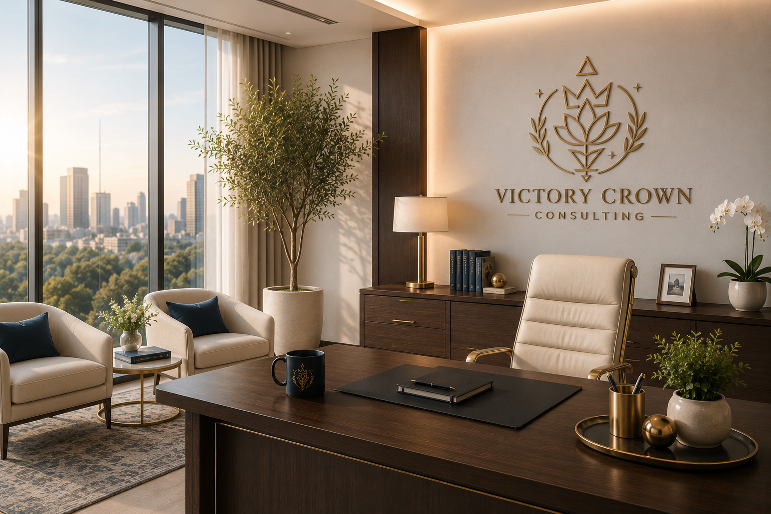 Executive consulting office of Victory Crown Consulting specializing in behavioral health leadership and organizational strategy.