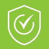 Green shield with a white checkmark inside