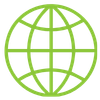 Green globe icon with grid lines