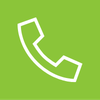 Icon of a white telephone handset on a green background
