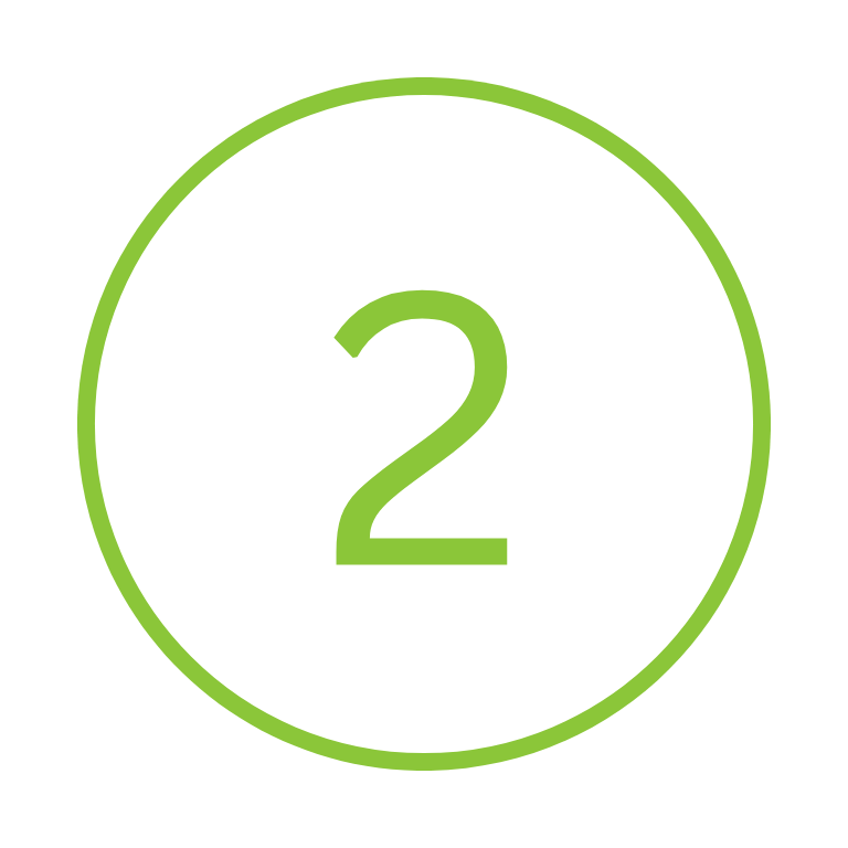 A white circular label with a green outline and the number 2 in green inside.
