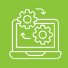 Icon of a laptop with gears on the screen representing settings or configuration