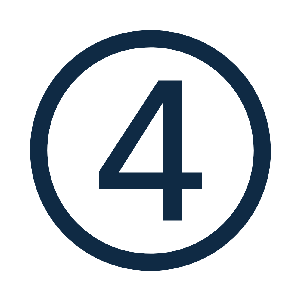 Number 4 inside a circle, with the circle and number in dark blue on a black background.