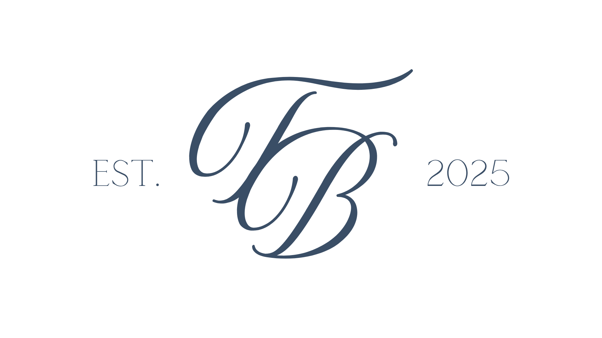 The Bluff at Tivioli logo with initials 'TB' in cursive, 'EST.' on the left, and '2025' on the right, all in dark blue.