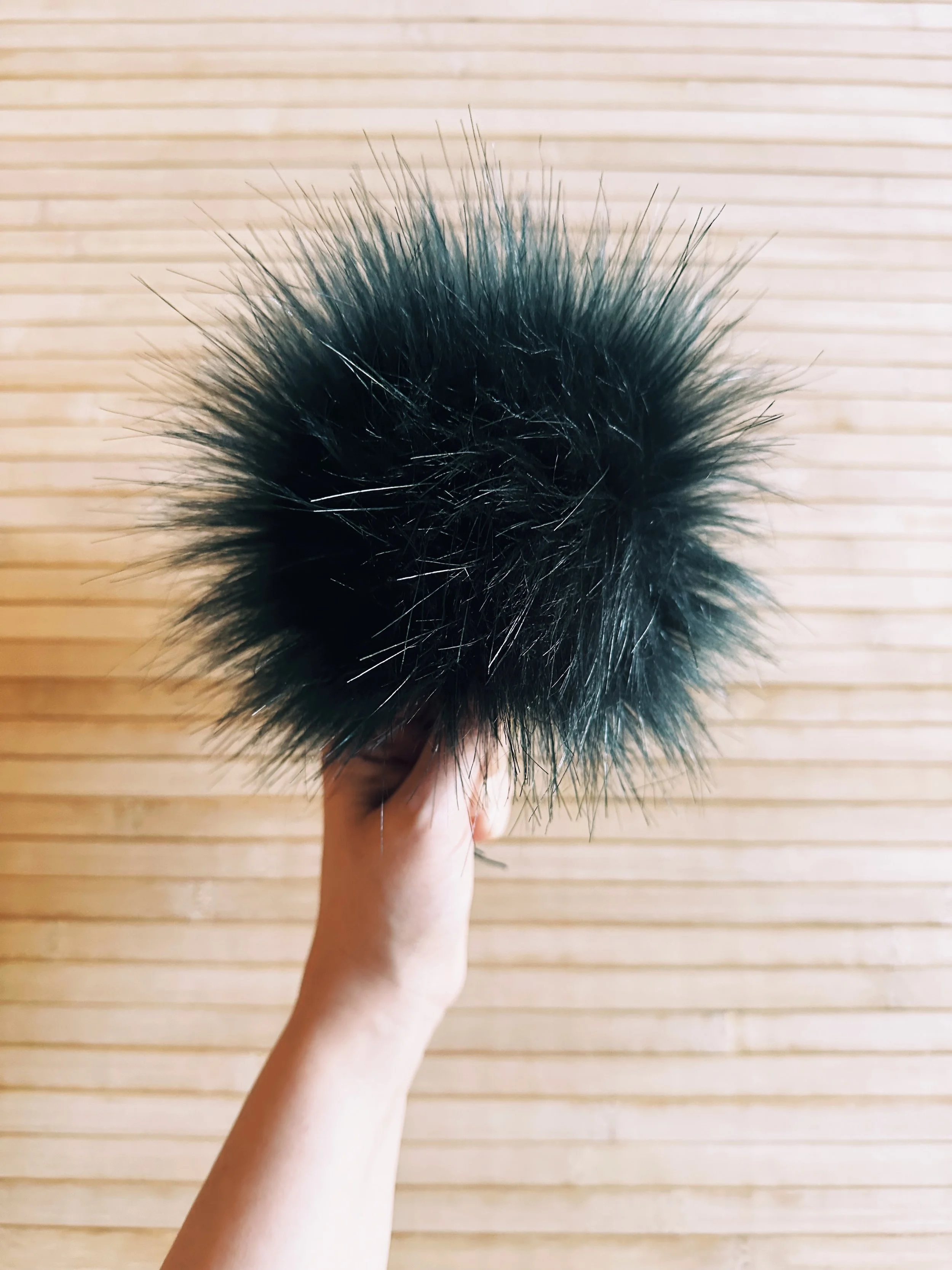 Jet Faux Fur Pom (Hand made by Knot and Stitch)