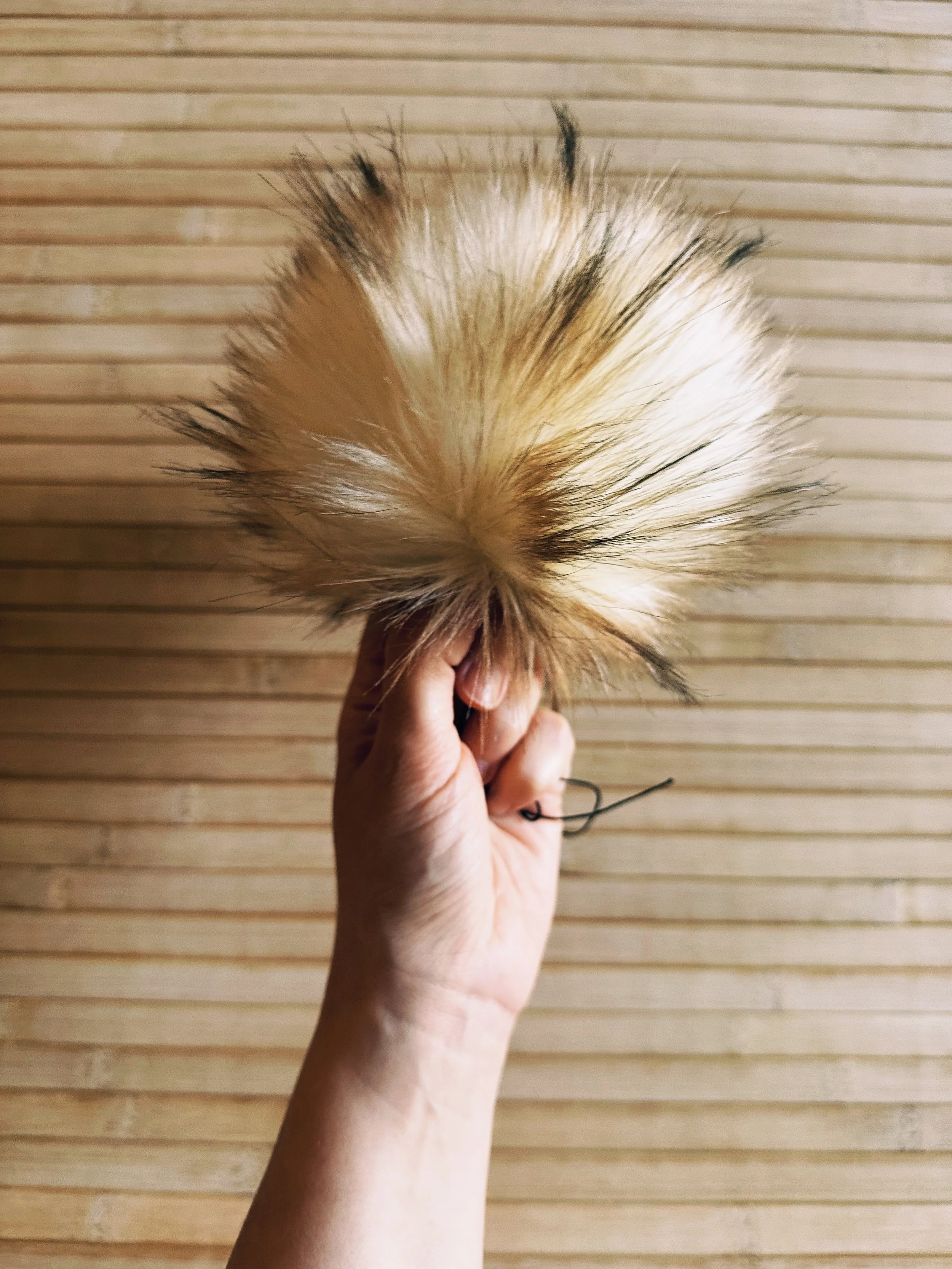 Latte Faux Fur Pom (Hand made by Knot and Stitch)