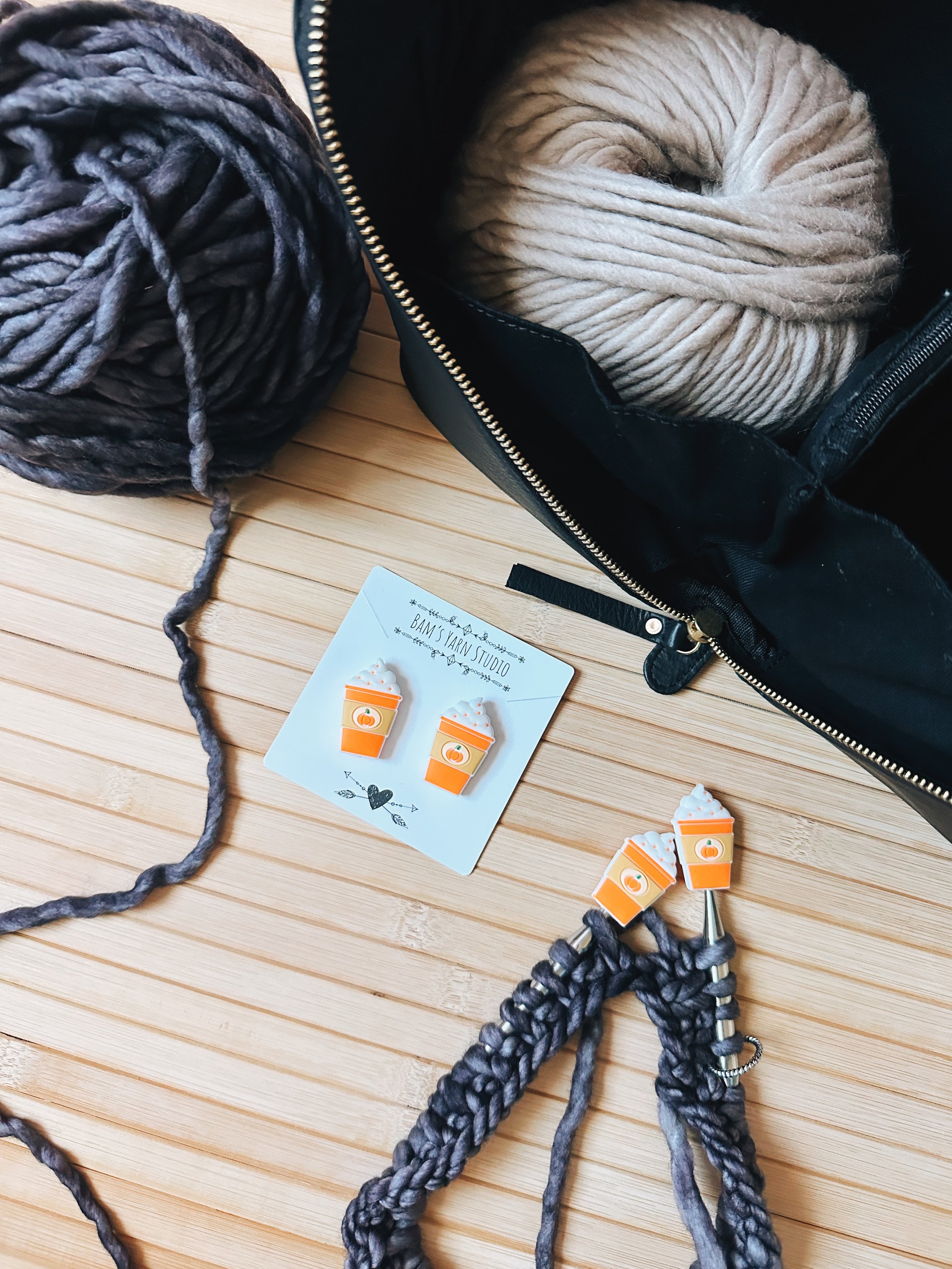 Pumpkin Spice Coffee Knitting Needle Stoppers