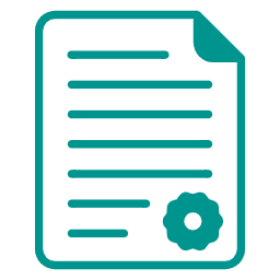Icon of a document with a gear symbol, representing settings or document configuration